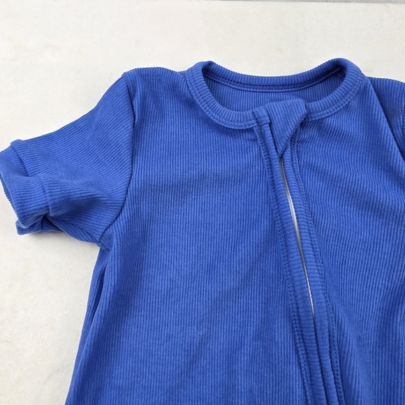 NWT Rivera & Littles Blue Ribbed Shorty Zippy Short Zippered Romper 12-18 Months - Picture 2 of 5